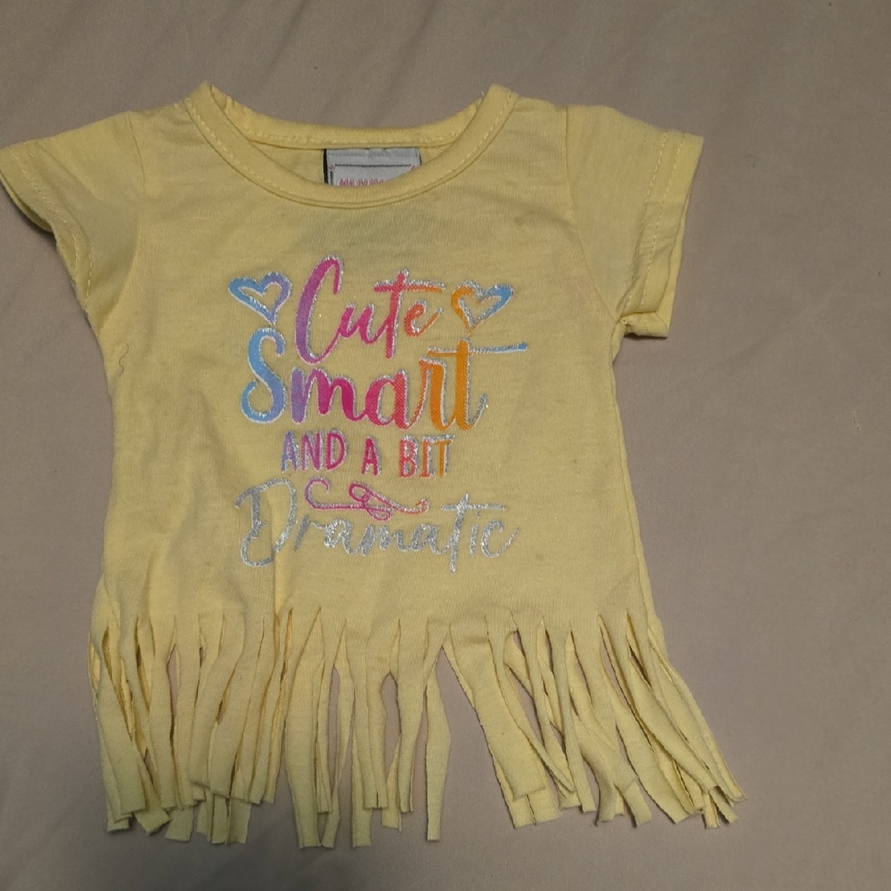 Mamas Mini 2 Piece Set: Yellow Kids Fringe Shirt & Pink Shorts